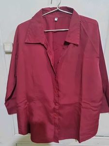 Maroon Red Abstract Shirt Women