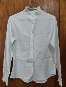 White Uniqlo Ruffled shirt