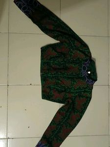 Ethnic Green Skirt &amp; Blouse Set