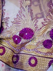 Embroidered Velvet Purple Lehenga Saare
