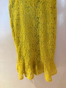 Yellow Lace Halter Mini Dress
