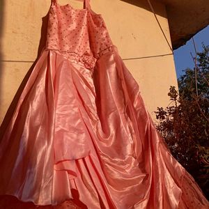 Hot Pink Gown For Girls With Detachable Shrug