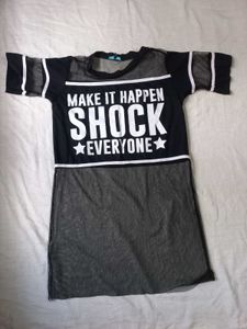 Black Graphic Mesh Top