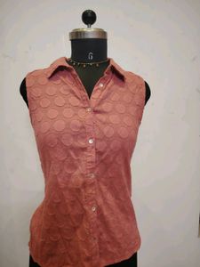 Sleeveless Button-Up Top