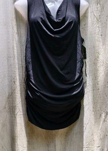 22207. Miniest Black Cowl Neck Dress