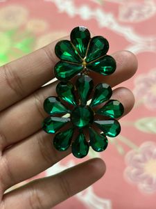 Emerald Flower Statement Earrings