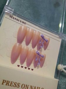 Press On Nails - Lavender Bow
