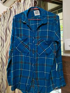 DNMX Brand Checked Blue Shirt