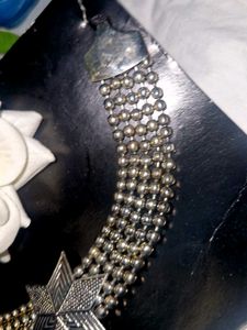 Star Charm Silver Beaded Choker