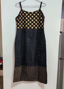 Anouk black and gold toned a-line kurta size M - 3