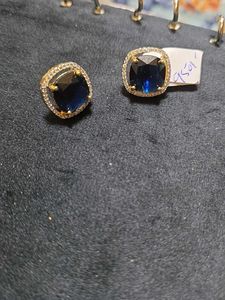 Blue Square Zircona Studs
