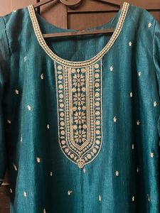Teal Embroidered Kurta