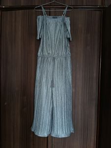 Fame Forever Party Wear Greyish Silver Jumpsuit
