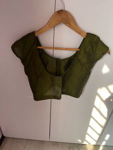 Olive Green Silk Blouse