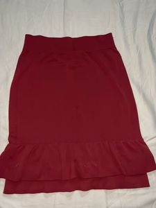 Maroon Ruffle Hem Skirt