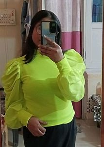 Neon Colour Puff Sleeves Top