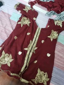 Maroon Embroidered Saree