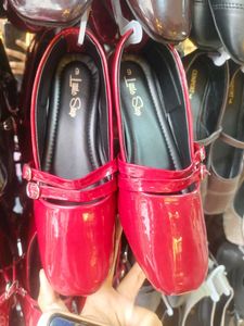 Red Patent Buckle Flats