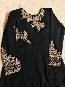 Elegant Black Embroidered Kurta Set