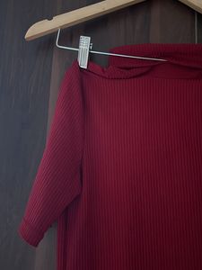 Turtle Neck Red Fitted Top