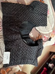 Elegant Black Sequin Blouse with tag