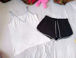 Cute Ribbed Cami  & Shorts Set