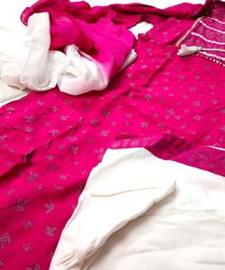 Elegant Pink Cotton Suit Set