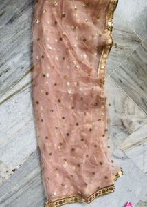 Pink Net Dupataa With lace