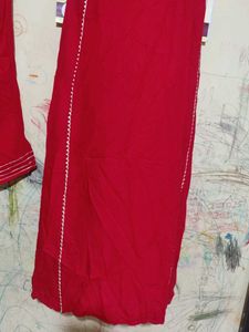 Red Kurti with Matching Pants