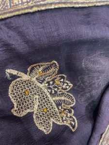 Chinon Fabric with Golden Embroidery Saree