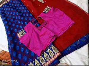 Beautiful Heavy Lehenga Style Sare Contrast Blouse