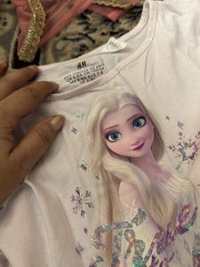Set Of 2 Girls&#39; White And Pink Elsa Floral Dress