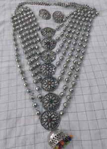 Boho Silver Necklace & Earring Set