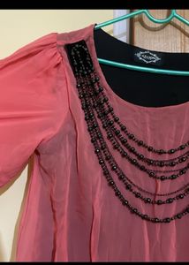Coral &amp; Black Dress