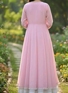 Pink frok suit with white dupatta