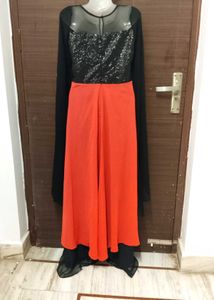 Designer Label Black And Red Sequin Gown