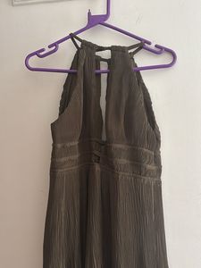Elegant Olive Green Halter Dress