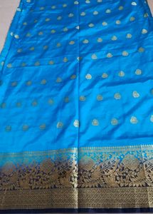 Elegant Blue &amp; Gold Saree