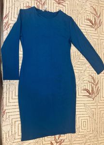 Blue Long Sleeve Bodycon Dress