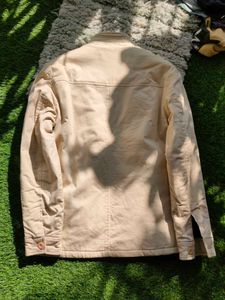 Branded Denim Cream Color Woolen Jacket 42 size