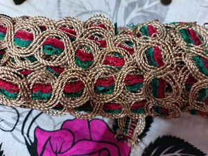 Very Beautiful Golden Green Red Lace