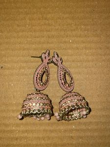 Pink Jhumka Earrings