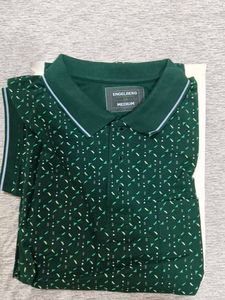 Black Printed Polo T Shirt