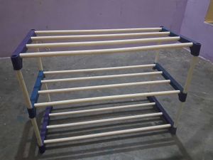 Blue &amp; White 4-Tier Shoe Rack