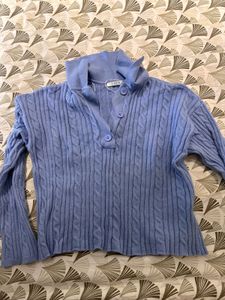 Blue Cable Knit Sweater