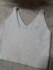 Fuzzy White Tank Top