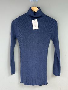 Navy Ribbed Turtleneck Sweater