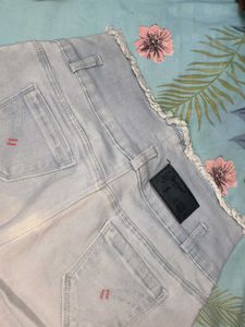 High-Waisted Denim Bermuda Shorts