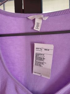 H&amp;M Sweatheart Neck Lavender Long Sleeve Top/M