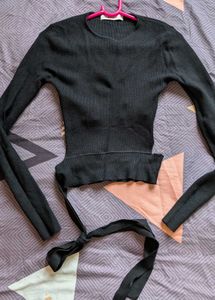 Zara Black Full Sleeves Crop Top